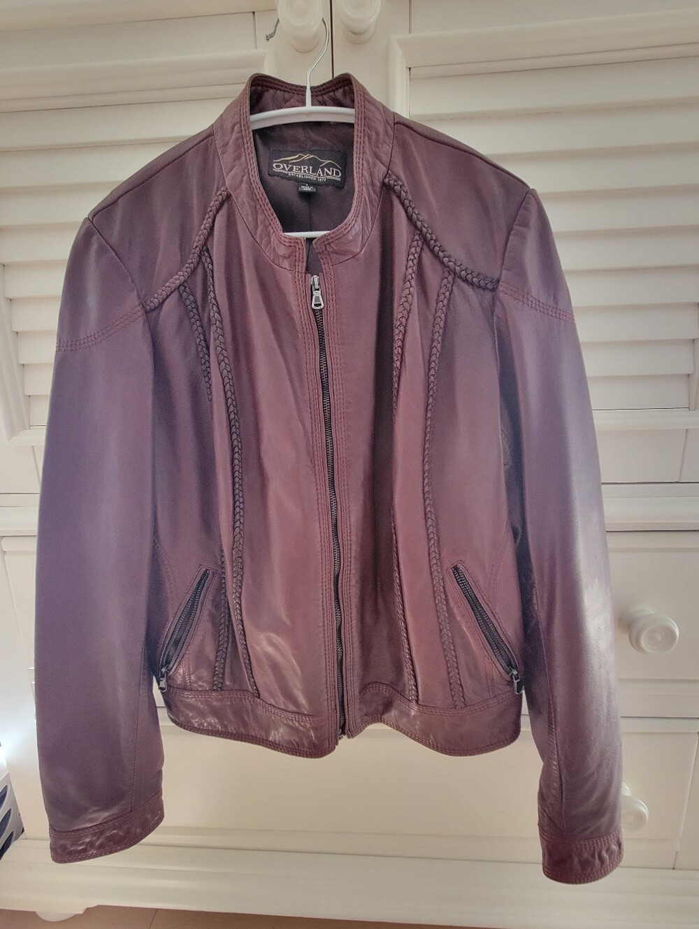 Overland SUE LEATHER JACKET, Size L, Bordeaux - Picture 9 of 10